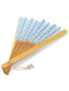 109 5026 E Blue Fabric Triope Punching Wood Folding Fan - CELINE - BALAAN 5