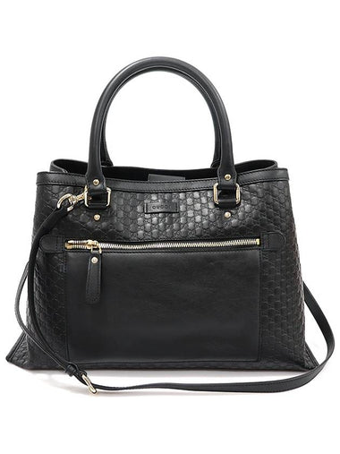 510291 Black Microshima Leather Gold Tote 2WAY - GUCCI - BALAAN 1