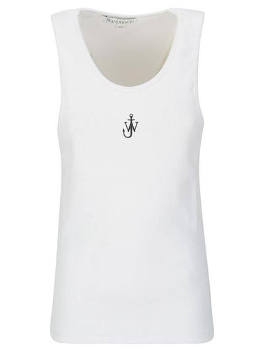 Embroidered Logo Cotton Sleeveless White - JW ANDERSON - BALAAN 1