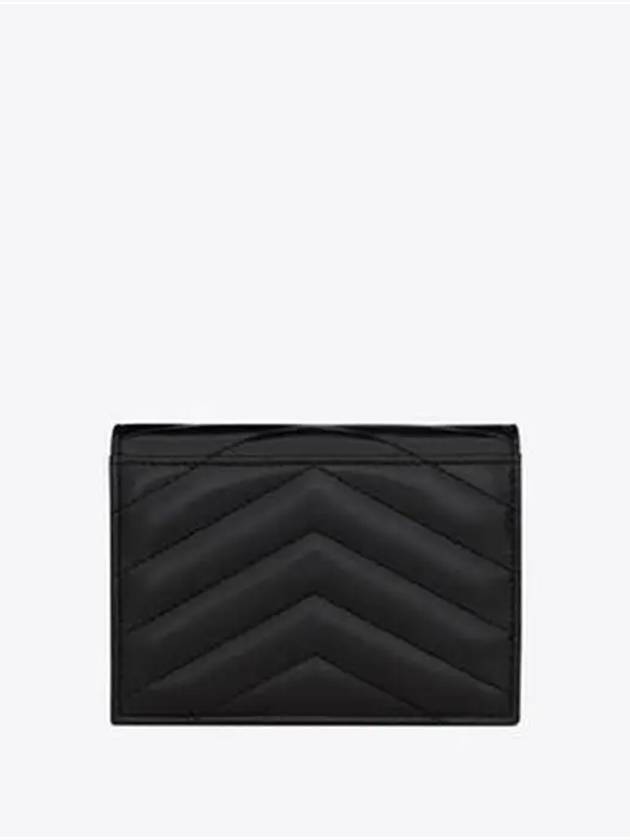 Casandra Matelasse Quilted Lambskin Flap Card Wallet Black - SAINT LAURENT - BALAAN 3