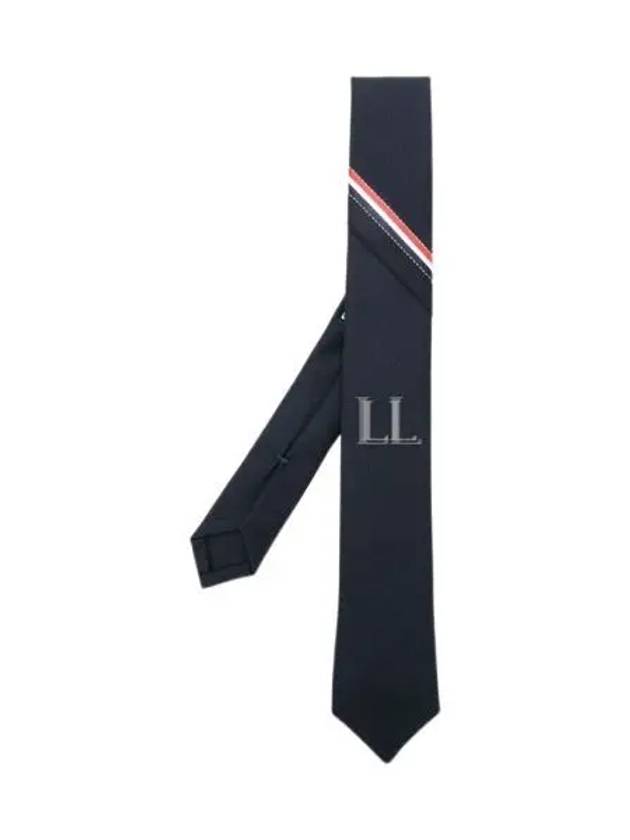 Three Stripes Classic RWB Selvedge Super 120 Count Wool Tie Navy - THOM BROWNE - BALAAN 2