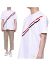 Three Stripes Diagonal Short Sleeve T-Shirt White - THOM BROWNE - BALAAN 2