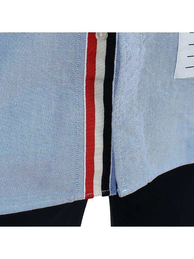 Men's Logo Patch Classic Cotton Long-Sleeved Shirt White Light Blue - THOM BROWNE - BALAAN 11