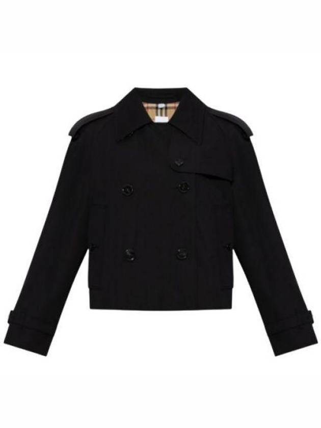 Double Breasted Crop Trench Coat Black - BURBERRY - BALAAN 2