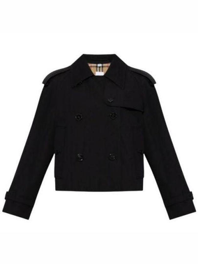 Double Breasted Crop Trench Coat Black - BURBERRY - BALAAN 2