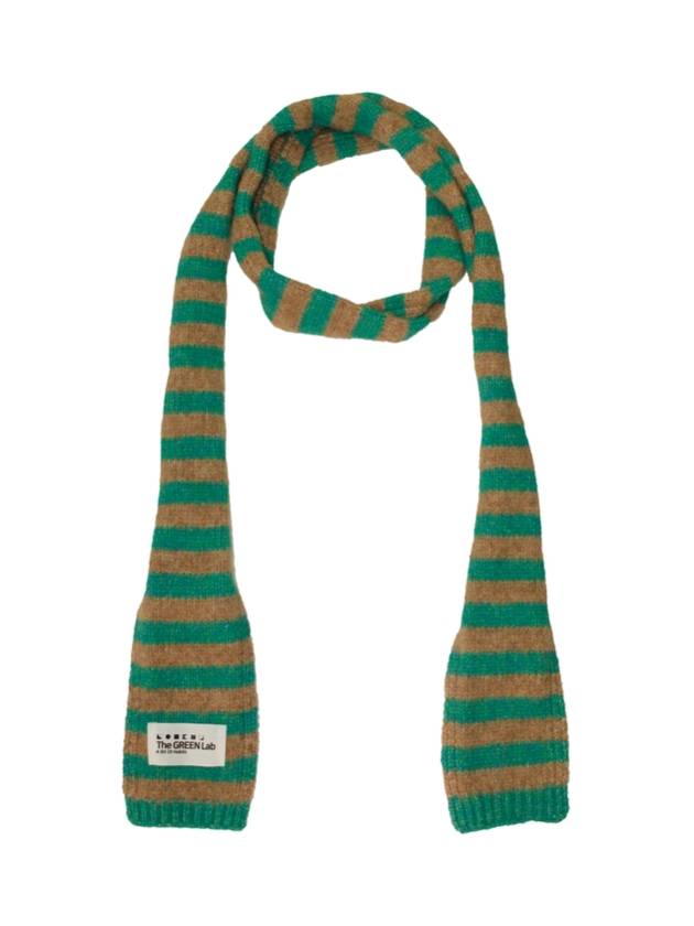 Striped tie knit muffler Green - THE GREEN LAB - BALAAN 8