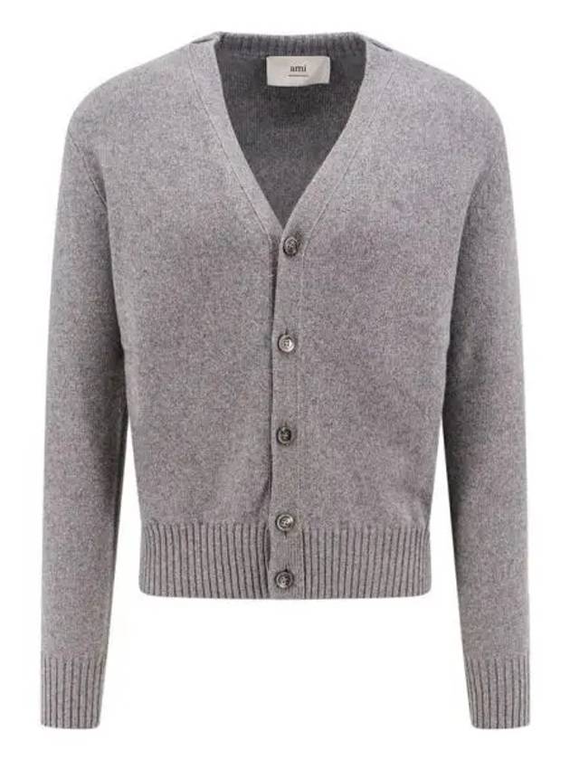 V-Neck Cashmere Cardigan Light Grey - AMI - BALAAN 2