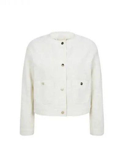 Women s Snap Button Linen Cropped Jacket Cream 270604 - HERNO - BALAAN 1