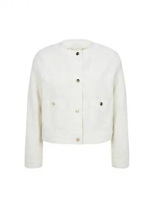 Women s Snap Button Linen Cropped Jacket Cream 270604 - HERNO - BALAAN 1