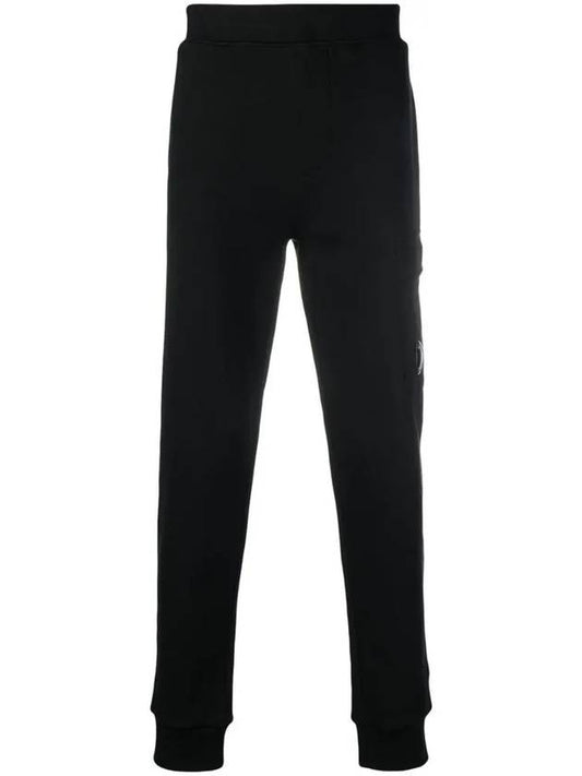 Men's Lens Wappen Diagonal Fleece Jogger Track Pants Black - CP COMPANY - BALAAN 2