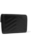 Monogram Envelope Small Half Wallet Black Gold - SAINT LAURENT - BALAAN 3