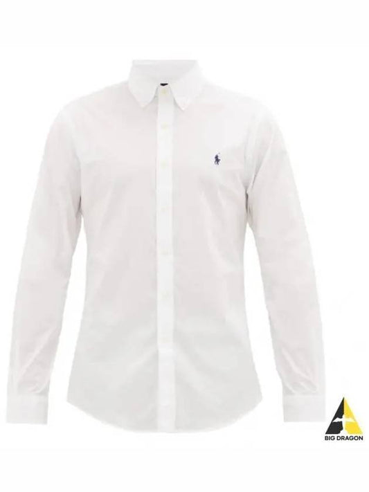 Embroidered Logo Pony Oxford Long Sleeve Shirt White - POLO RALPH LAUREN - BALAAN 2