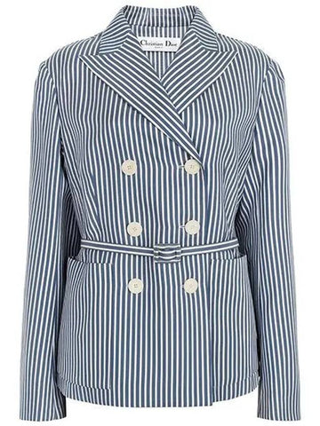 Blue Striped Suit Jacket 211V16A7150 5802 1210107 - DIOR - BALAAN 1