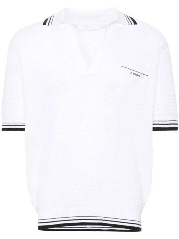 Cotton Polo Shirt White - PRADA - BALAAN 1