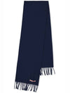 Studios Wool Fringe Scarf Navy - ACNE STUDIOS - BALAAN.