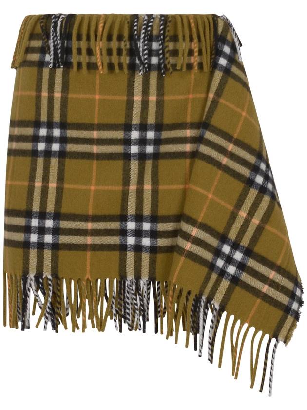 Check Wool Cashmere A-Line Skirt Oxide - BURBERRY - BALAAN 2