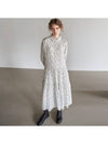 Women's Lace Tiered Printing Shirring DressWhite - MITTE - BALAAN 7