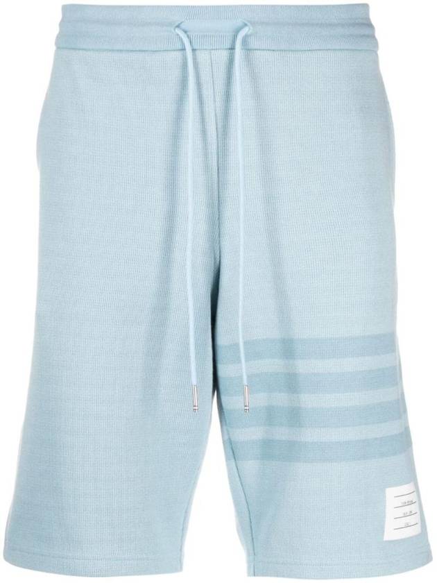 Men's Double Face 4 Bar Knit Sweatshorts Light Blue - THOM BROWNE - BALAAN 1