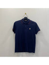 Logo Patch Short Sleeve Polo Shirt Navy - MONCLER - BALAAN 3