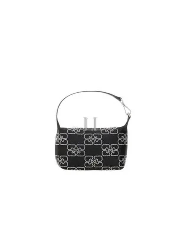 Small Butterfly Satin Sparkle Tote Bag Black - GANNI - BALAAN 2