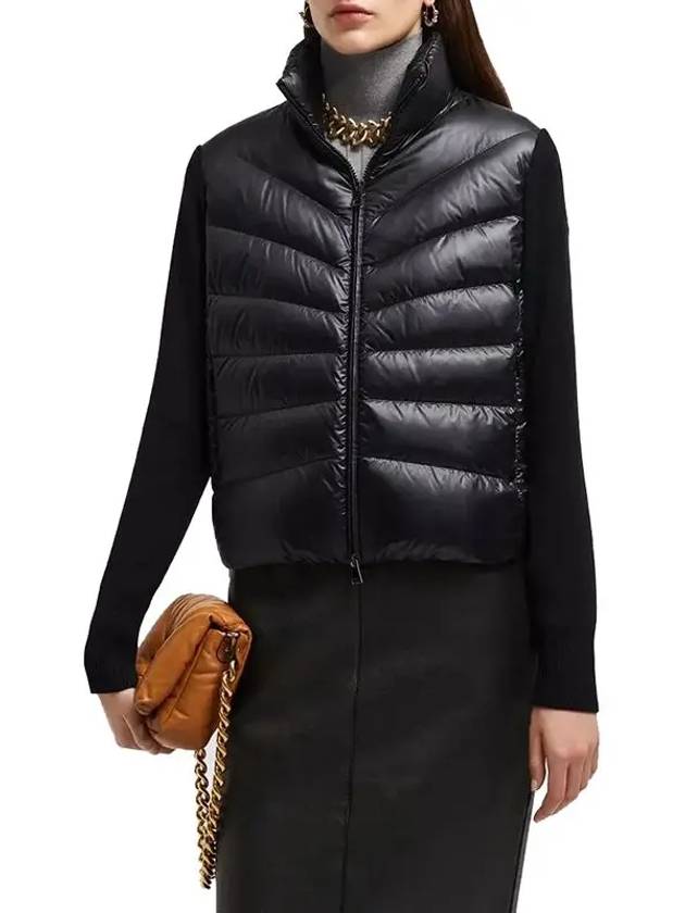 Women's Padded Wool Cardigan Black - MONCLER - BALAAN 4