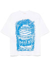 Illustrated Print Short Sleeve T-Shirt White Blue - MARNI - BALAAN 2