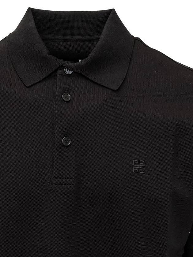 Embroidered Logo Cotton Polo Shirt Black - GIVENCHY - BALAAN 4