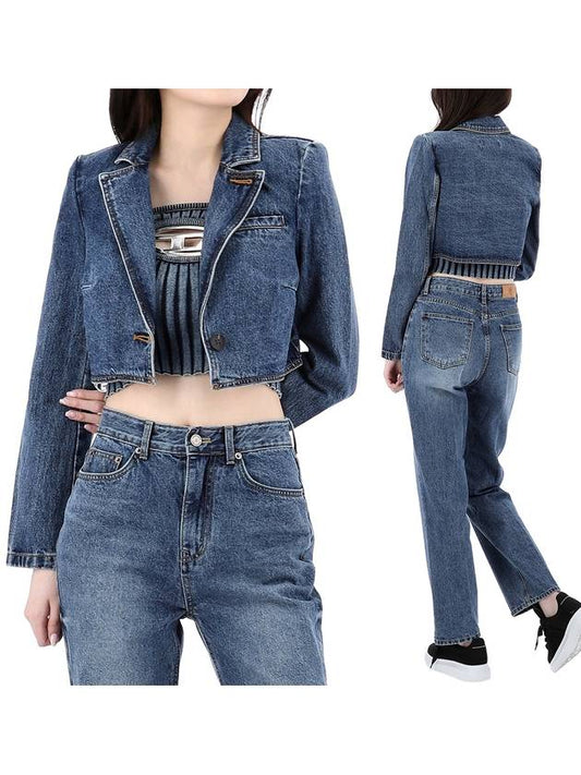 Cropped Cotton Denim Jacket Blue - SELF PORTRAIT - BALAAN 2