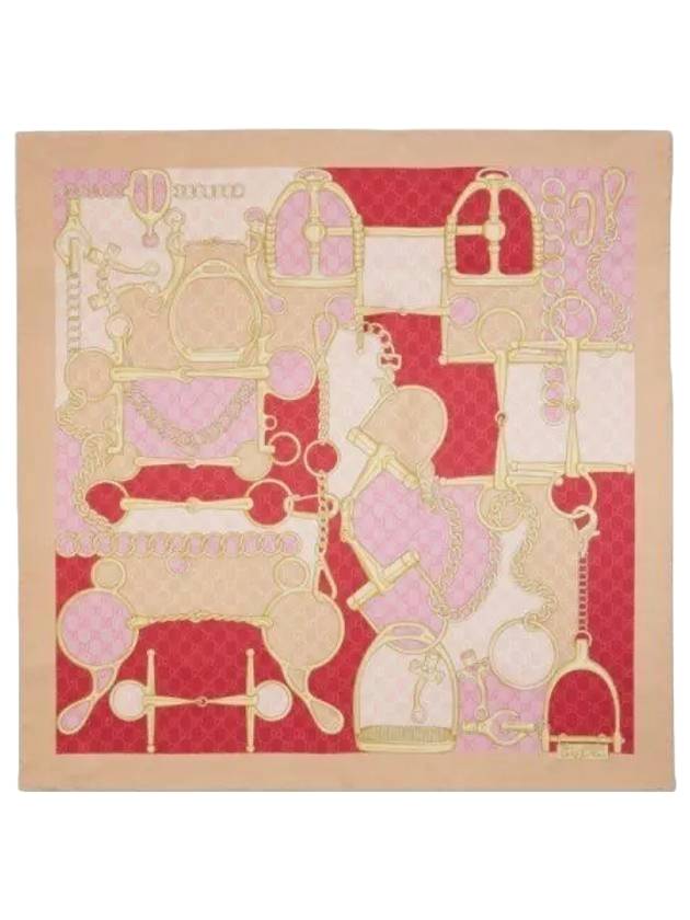 GG Horsebit Print Silk Scarf Pink - GUCCI - BALAAN 1