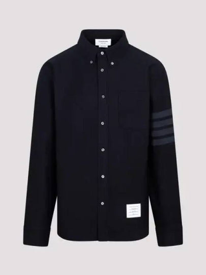 Men's 4 Bar Tech Twill Button Down Long Sleeve Shirt Navy - THOM BROWNE - BALAAN 2