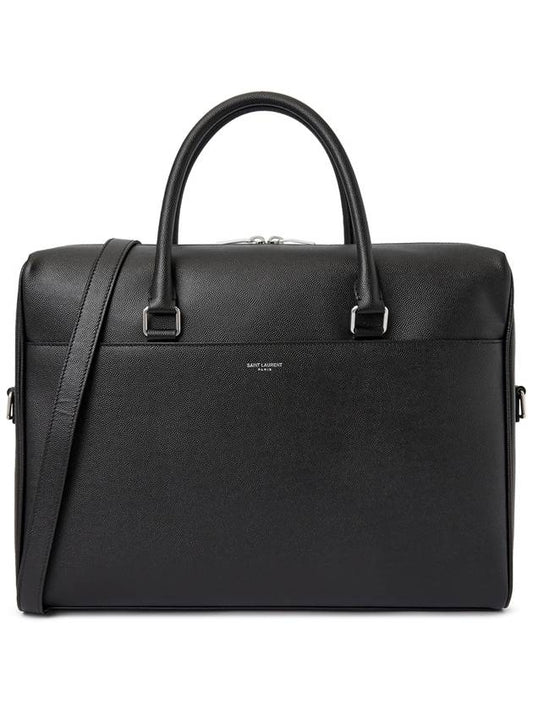 Logo Leather Brief Case Black - SAINT LAURENT - BALAAN 2