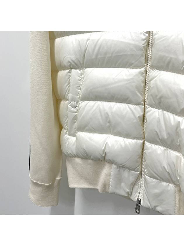 Logo Patch Padded Wool Hooded Jacket White - MONCLER - BALAAN 7