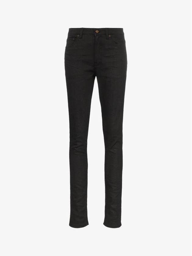 Mid Rise Cotton Skinny Jeans Black - SAINT LAURENT - BALAAN 11