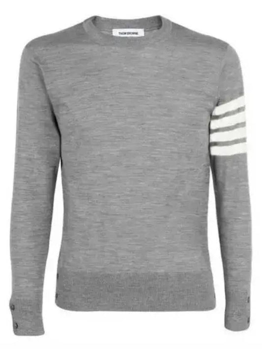 4 Bar Armband Classic Merino Wool Knit Top Light Grey - THOM BROWNE - BALAAN 2