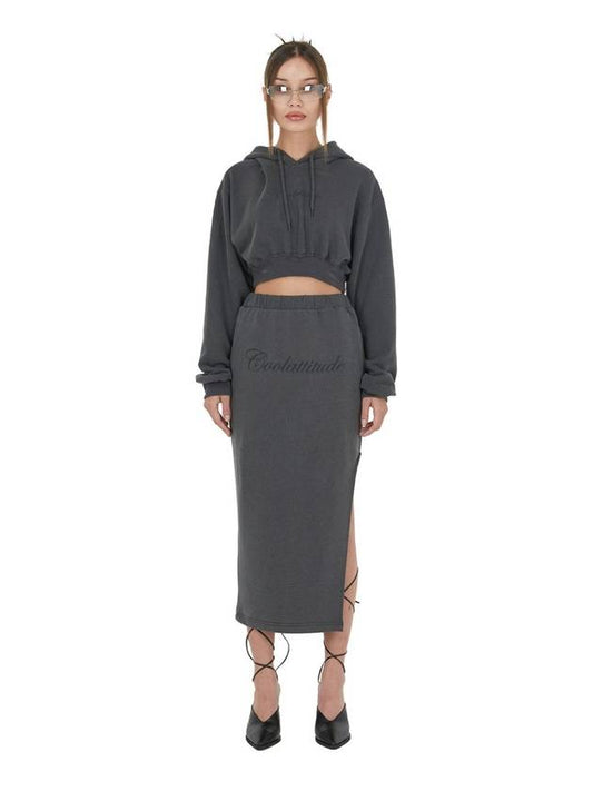 ISK001 4 Cool Attitude Slit Skirt Charcoal - ITZAVIBE - BALAAN 1