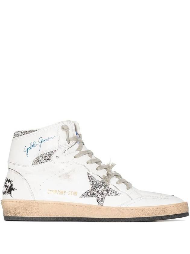 Sky Star Glitter Logo High Top Sneakers White - GOLDEN GOOSE - BALAAN 2