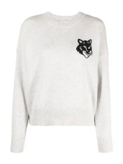 Fox Head Intarsia Comfort Knit Top Light Grey - MAISON KITSUNE - BALAAN 2