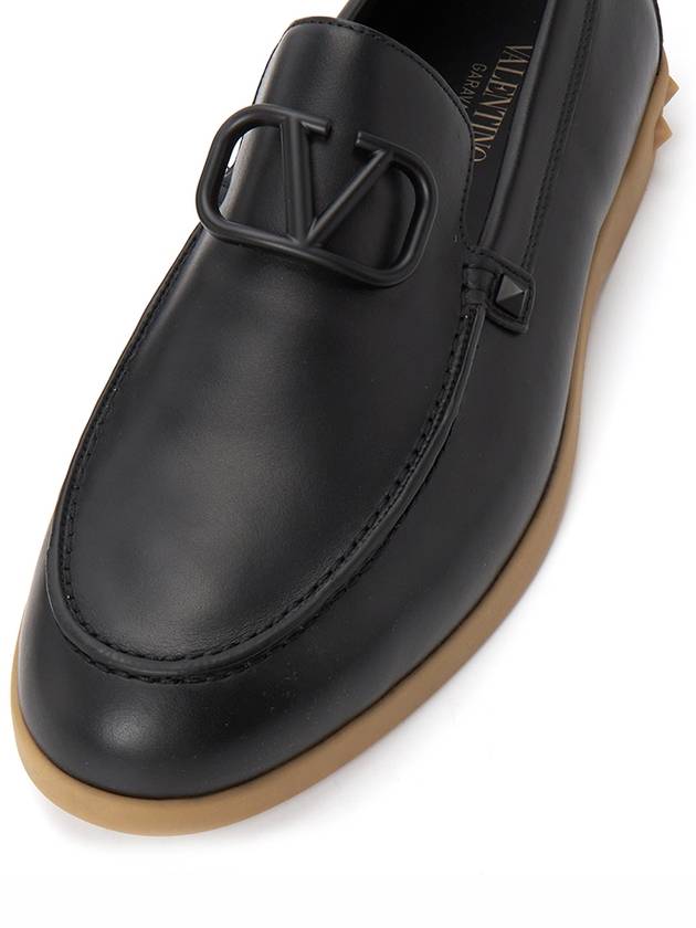 V Logo Leather Loafers Black - VALENTINO - BALAAN 8