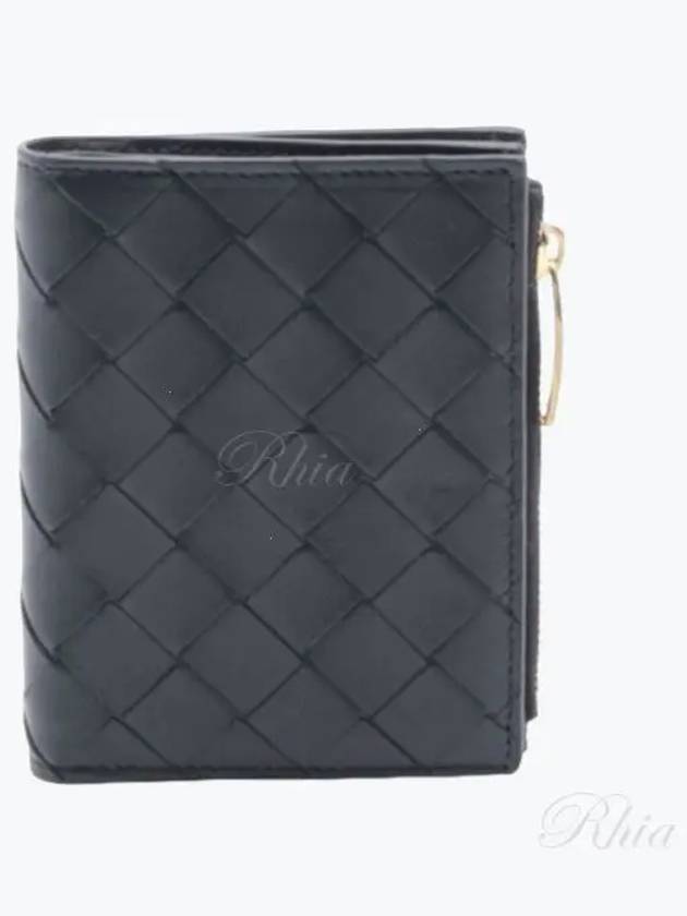 Intrecciato Zipper Small Half Wallet Black - BOTTEGA VENETA - BALAAN 2