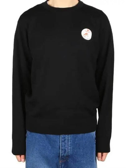 Oly Flower Fox Patch Pullover Wool Knit Top Black - MAISON KITSUNE - BALAAN 2