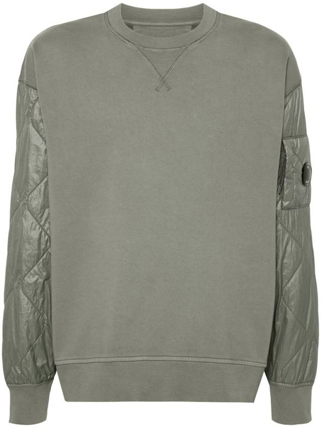 Diagonal Raised Fleece Mixed Quilted Crew Neck Sweatshirt Green - CP COMPANY - BALAAN 2