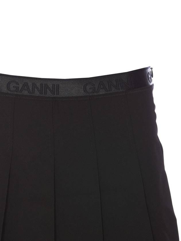 Light Twill Mini Pleated Skirt Black - GANNI - BALAAN 5