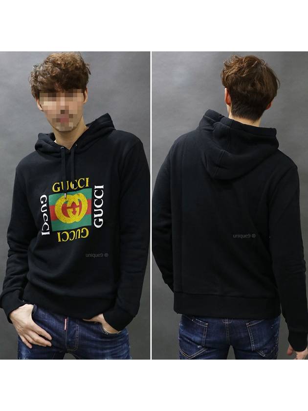 Vintage Logo Cotton Hoodie Black - GUCCI - BALAAN 2