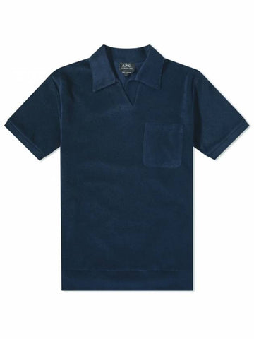 Fleece Pocket Polo Shirt Dark Navy - A.P.C. - BALAAN 1