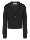 Heart Logo Wool Cardigan Black - AMI - BALAAN 3