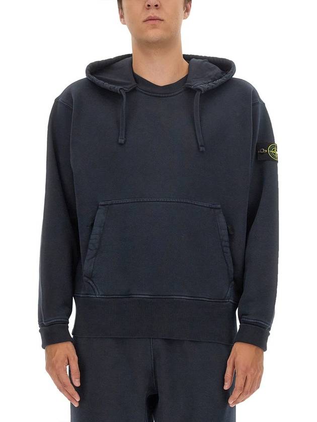 Men's Oversized Cotton Hoodie Navy - STONE ISLAND - BALAAN 2