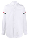 Men's Three Stripes Armband Poplin Long Sleeve Shirt White - THOM BROWNE - BALAAN 1