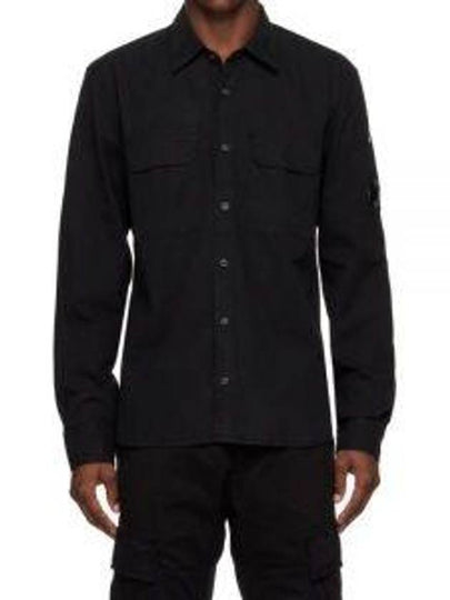 Linen Pocket Long Sleeve Shirt Black - CP COMPANY - BALAAN 2