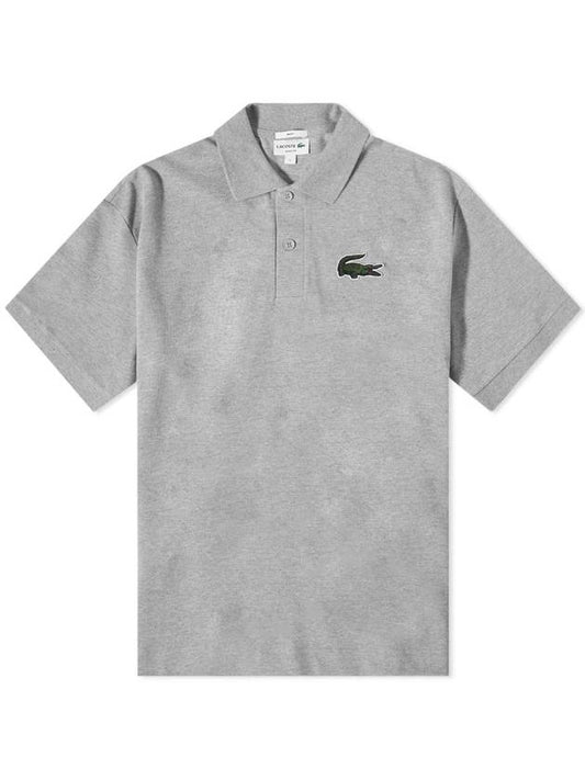 Logo Patch Collar Loose Fit Short Sleeve Polo Shirt Grey - LACOSTE - BALAAN 1