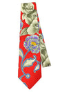 100 silk red flower pattern tie - LEONARD - BALAAN 3